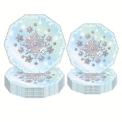 Snowflake Party Tableware Set - Plates, Cups & Napkins for Birthdays