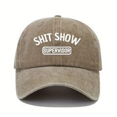 Red Adjustable Summer Mens Peaked Cap Shit Show Print