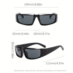 Y2K Punk Narrow Frame Sunglasses Wrap Around Mirrored Eyewear
