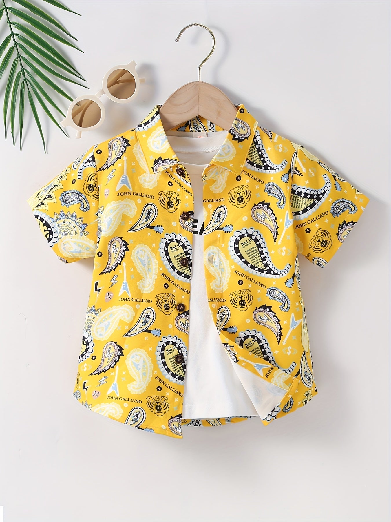 Graphic Print Creative Top Boys Lapel Shirt Summer Clothes