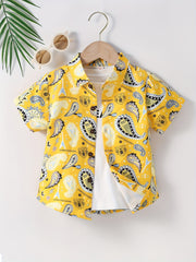 Graphic Print Creative Top Boys Lapel Shirt Summer Clothes