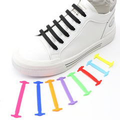 Silicone Tieless Lazy Shoe Laces Waterproof I-shaped Shoe Laces