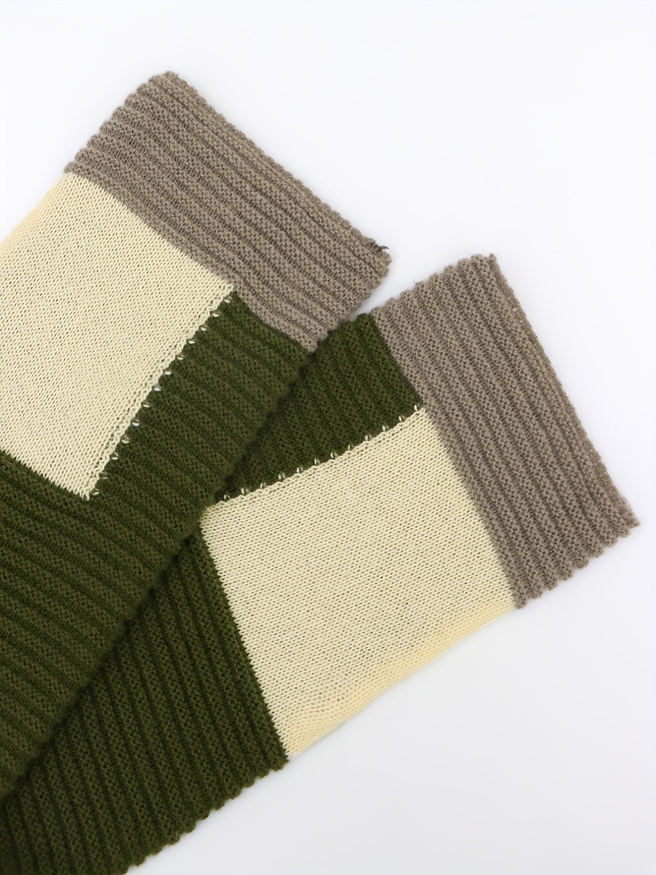 Colorblock Ribbed Long Sleeve Open Front Cardigan