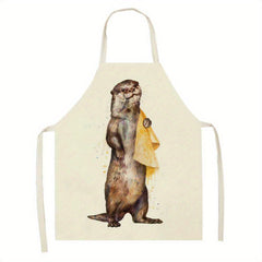 Cute Animals Pattern Apron Sleeveless Kitchen Apron for Women