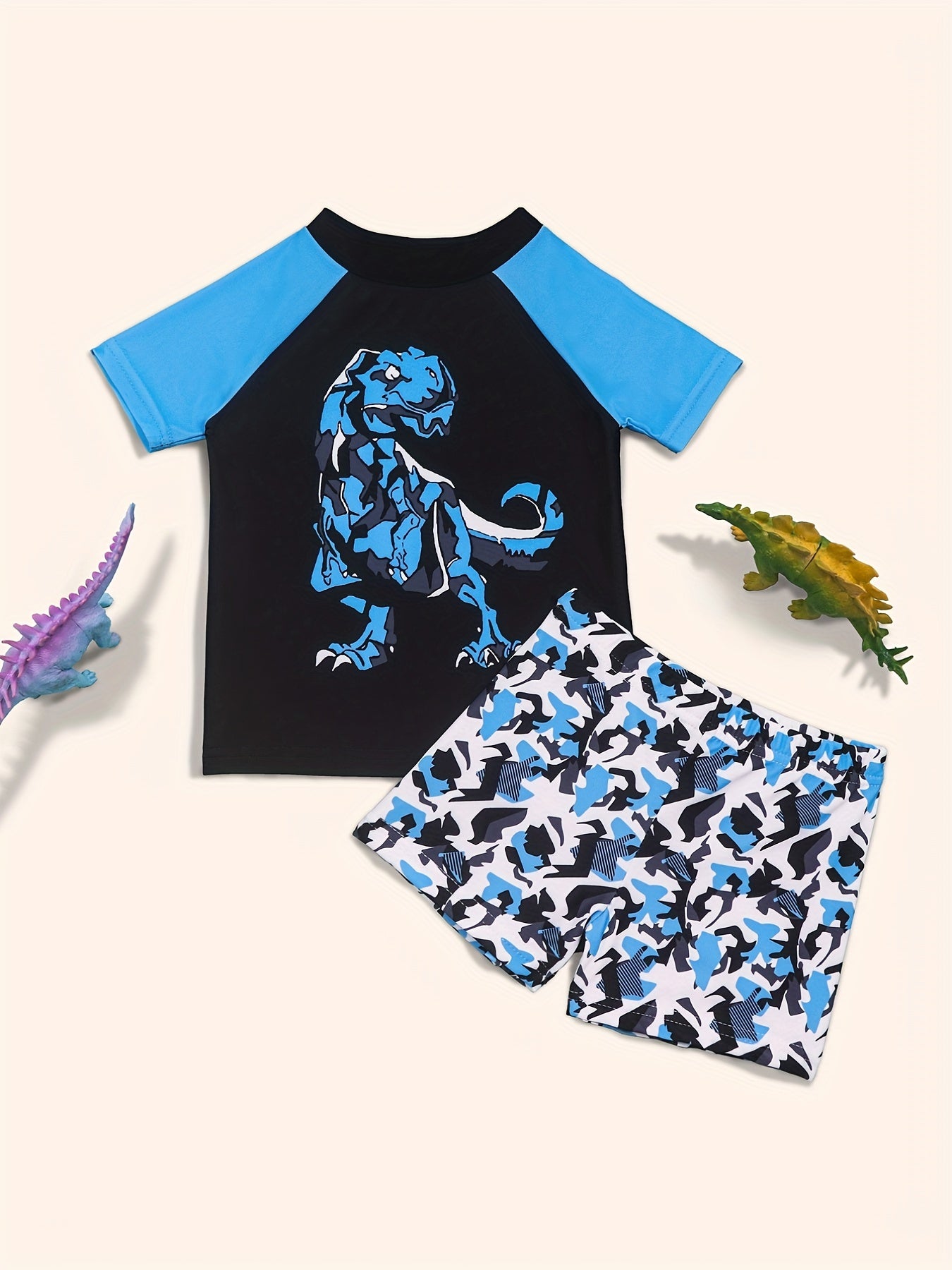 Toddler Boys Dinosaur Print Swimsuit Set Summer Clothes