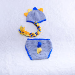 Newborn Dino Knit Hat & Shorts Set for Baby Photos