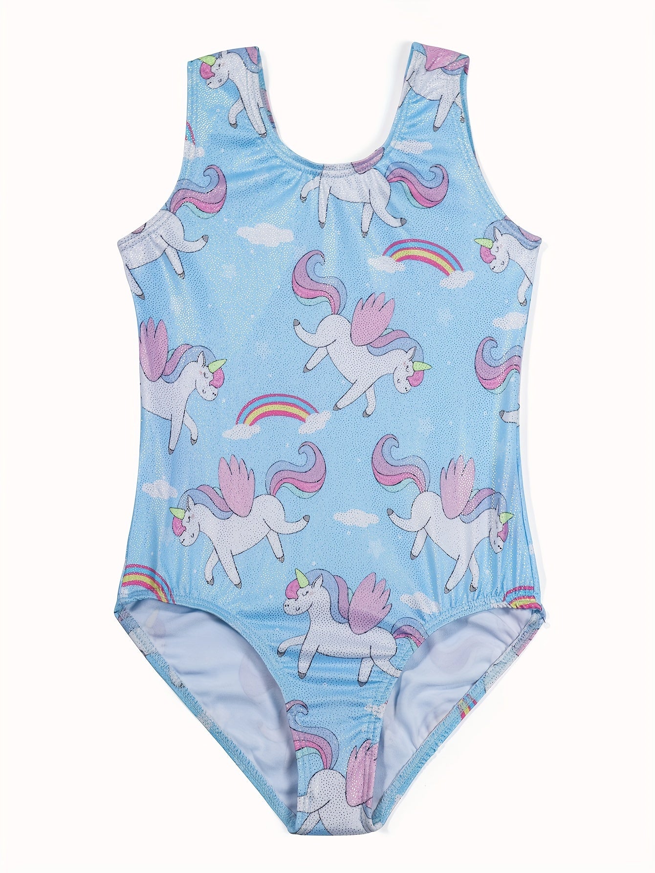 Girls Unicorn & Rainbow Gymnastics Jumpsuit Dance Suit