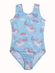 Girls Unicorn & Rainbow Gymnastics Jumpsuit Dance Suit