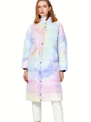 Colorful Print Puffer Jacket Women's Winter Down Jacket