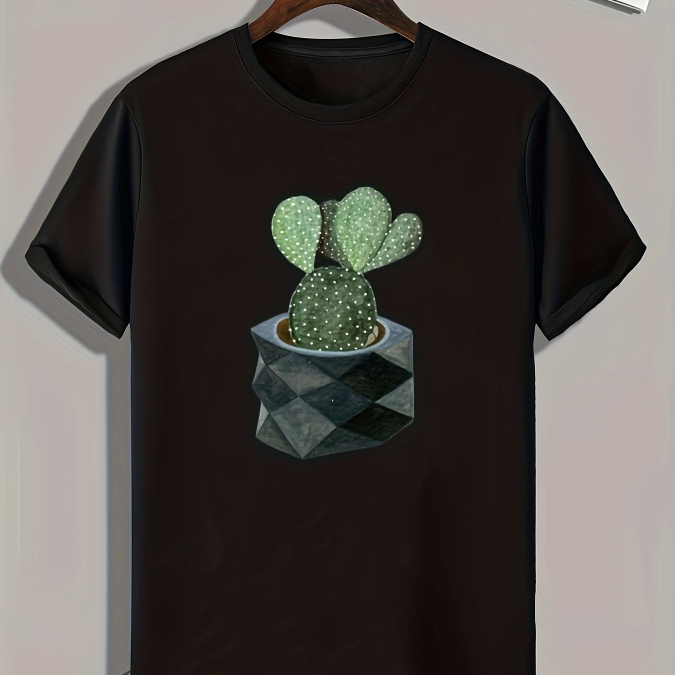Cactus Print Men's Graphic T-Shirt for Summer