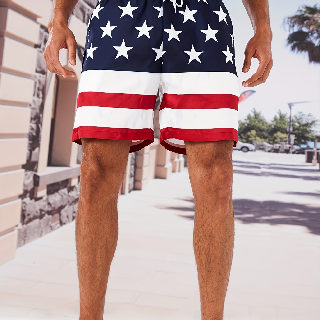 Star And Stripe Pattern Print Men s Swim Trunks Quick Dry Beach Shorts