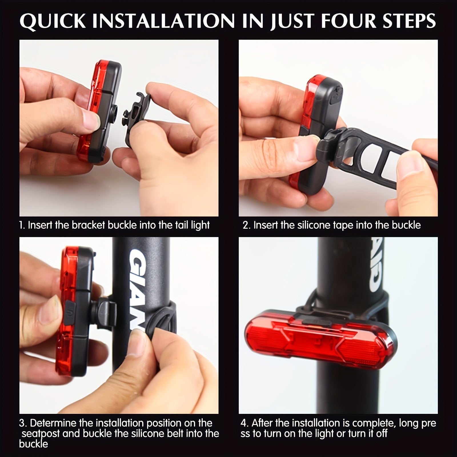 USB Rechargeable Bike Rear Light LED Tail Light for Cycling Safety