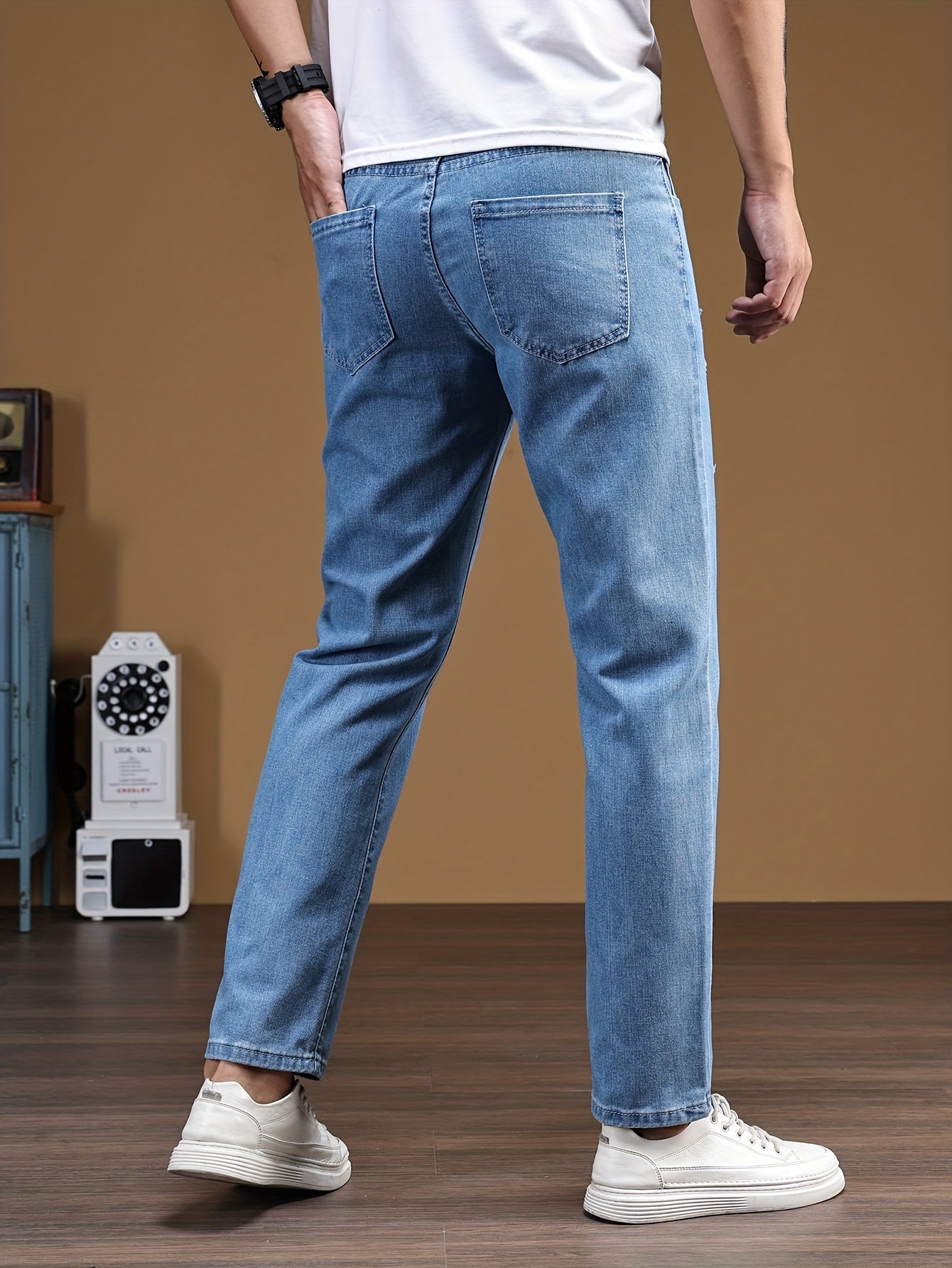Men's Ripped Jeans Distressed Denim Pants Street Style