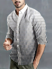 Men's Gradient Button Up Long Sleeve Shirt