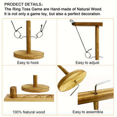Ring Toss Game Indoor Outdoor Wooden Hook Set