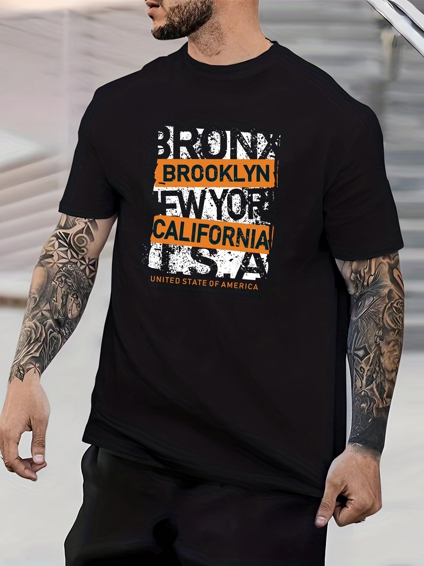 Skater Boy California Print Men's Graphic Crew Neck T-shirt