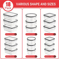 18pc Transparent Refrigerator Storage Boxes with Lids Keep Produce Fresh