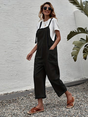 Casual Sleeveless Wide Leg Jumpsuit With Pockets Women's Clothing