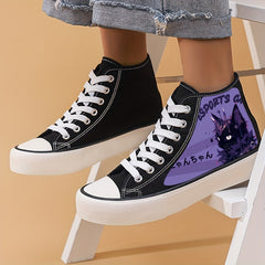 Women's Cat High Top Canvas Shoes Breathable Casual Walking