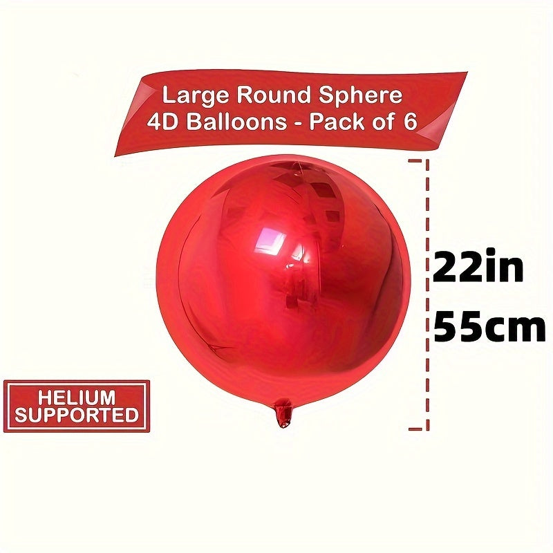 6pcs Red Metal Balloons for Year Christmas Wedding Decoration