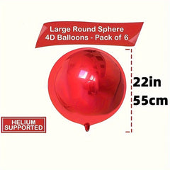 6pcs Red Metal Balloons for Year Christmas Wedding Decoration