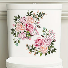 Plant Flowers Toilet Stickers Self Adhesive Bathroom Decor