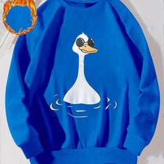 Cute Duck Print Pullover Sweatshirt for Women