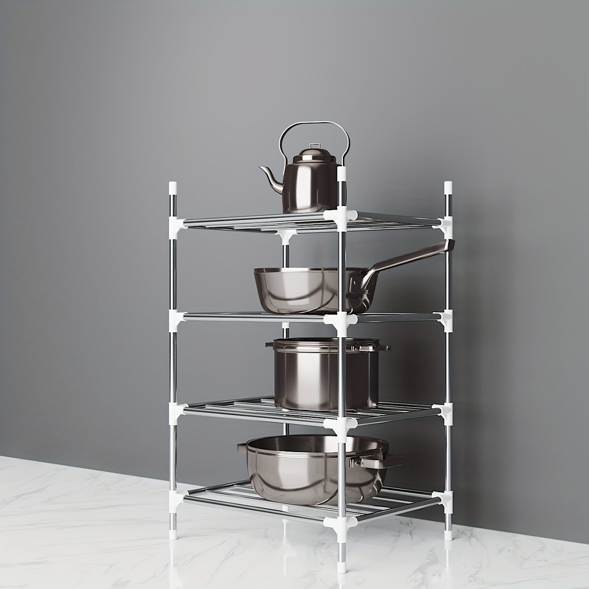 Multifunctional Metal Storage Shelf for Floor Cooker and Tableware