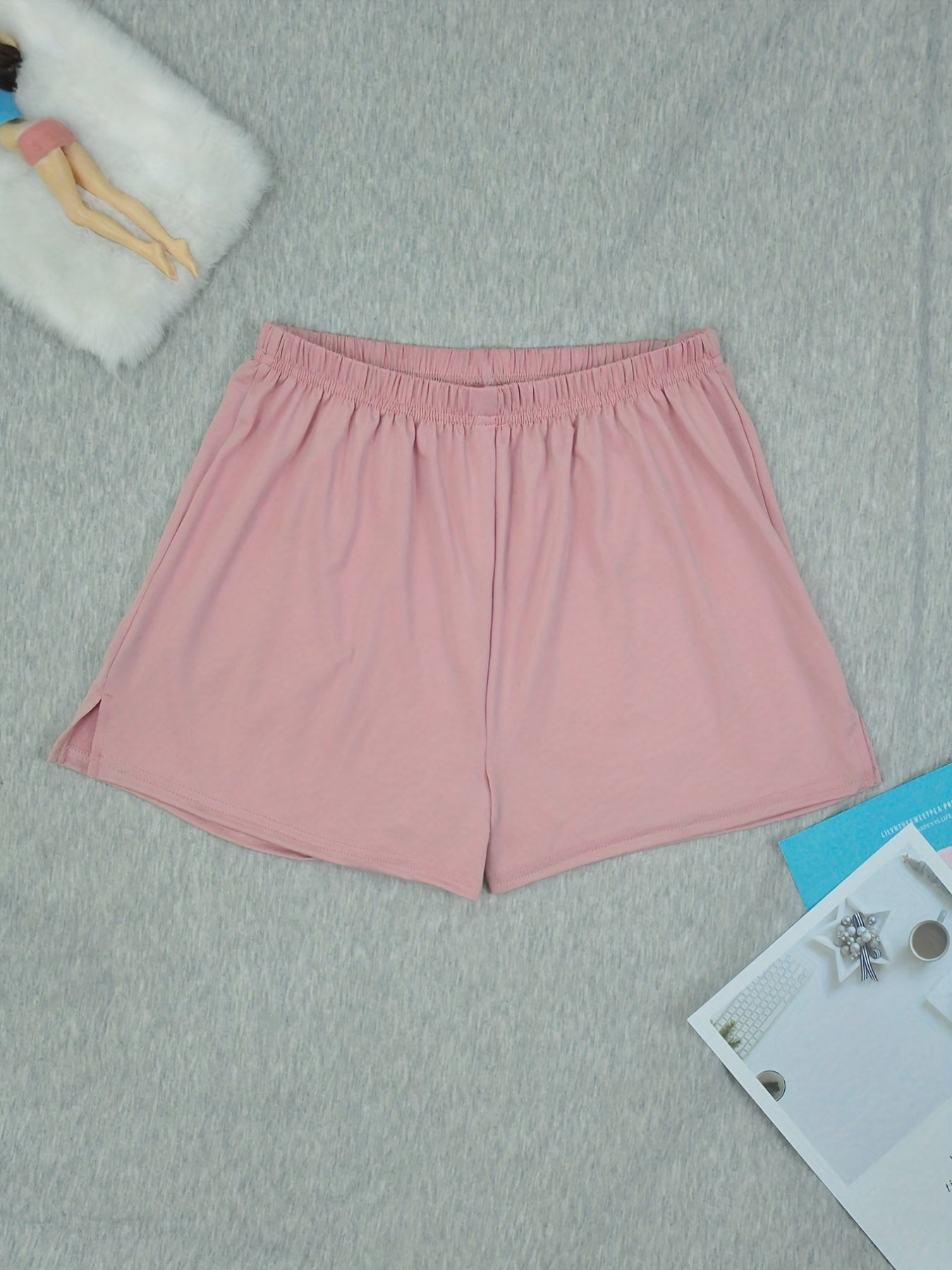 Side Split Elastic Waist Women's Sleep Shorts