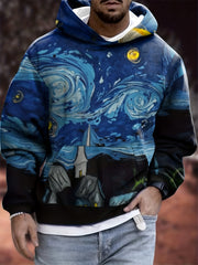 Men's Starry Night Print Hoodie Graphic Sweatshirt
