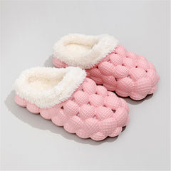 Women's Fleece Bubble Slides Warm Soft Shoes