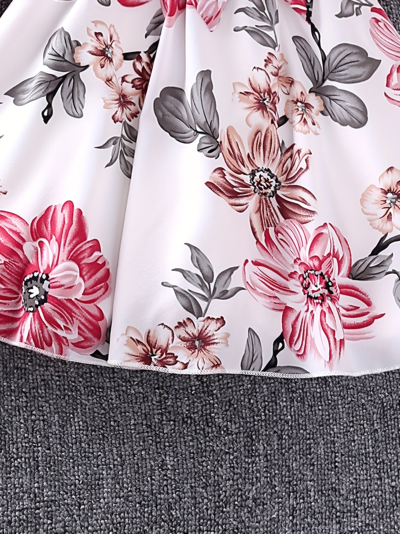 Girls' Ruffle Collar Button Front Floral Tunic Dress