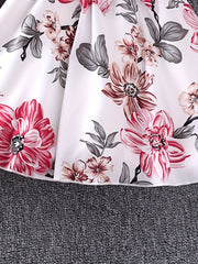 Girls' Ruffle Collar Button Front Floral Tunic Dress