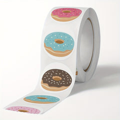 500pcs 2 1in Cartoon Donut Label Sticker 8 Styles Gift Wrapping Decoration