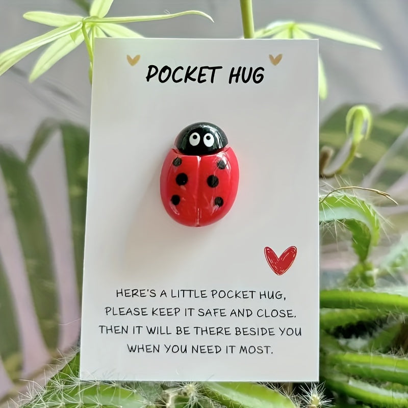 Ladybug Pocket Hug Token with Inspirational Card - Encouragement Gift