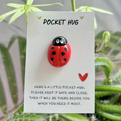 Ladybug Pocket Hug Token with Inspirational Card - Encouragement Gift