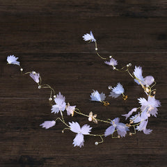 Golden Flower Crown Floral Pearl Crown Wedding Headpiece