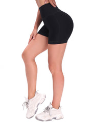 High Waist Honeycomb Solid Sports Shorts Women's Activewear
