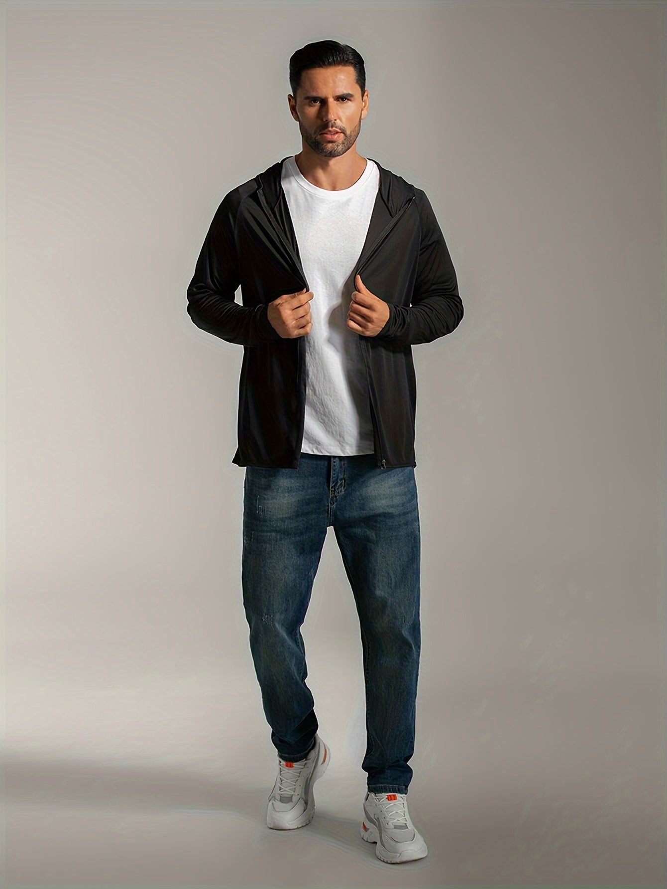Men's UPF 50 Sun Protection Zip Hoodie Long Sleeve Quick Dry Tops