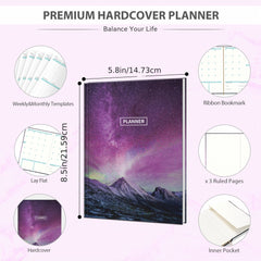 Undated Weekly & Monthly Planner Hardcover Organizer Notebook Achieve Goals