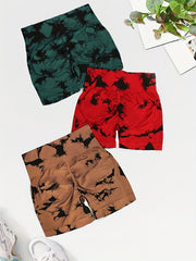 Tie Dye Yoga Shorts High Stretch Running Fitness Sports Shorts Women's Activewea