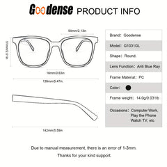 Oversized Computer Anti Light Glasses Round Metal Frame