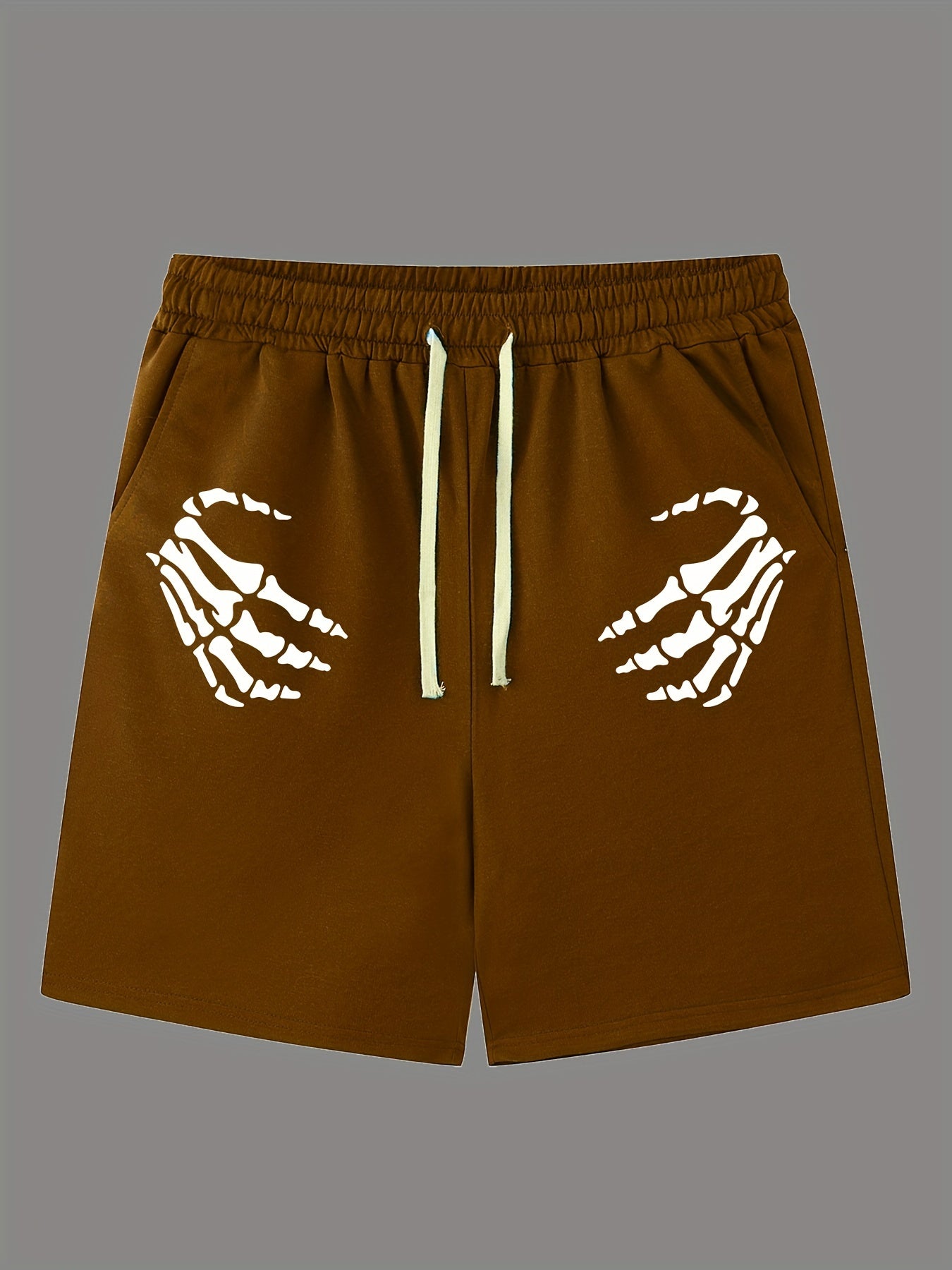 Hand Pattern Active Shorts with Drawstring