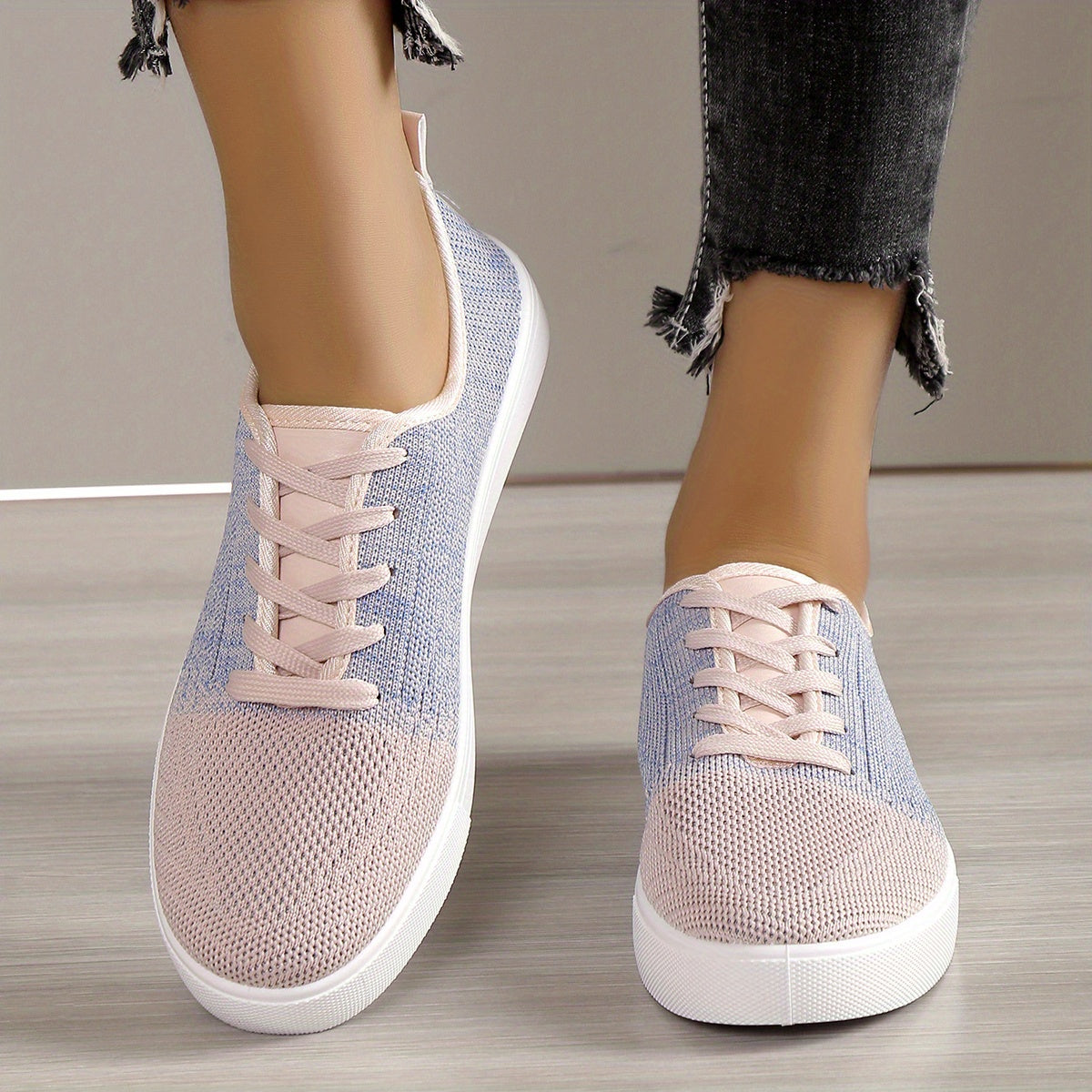 Women's Ombre Knit Skate Shoes Flat Sneakers