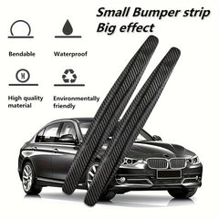 2pcs Car Anti-collision Strip Front Rear Bumper Carbon Fiber Soft Rubber
