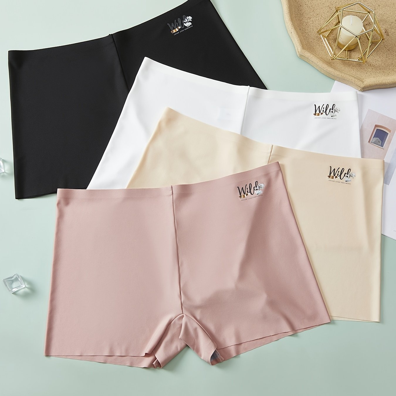 4 Pack Plus Size Seamless High Rise Panties Women's Plus Medium Stretch