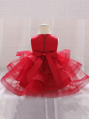 Mesh Puffy Dress Baby Christening Flower Girl Birthday Party Toddler Princess