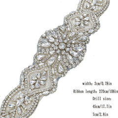 Rhinestone Bridal Belt Faux Pearl Sash
