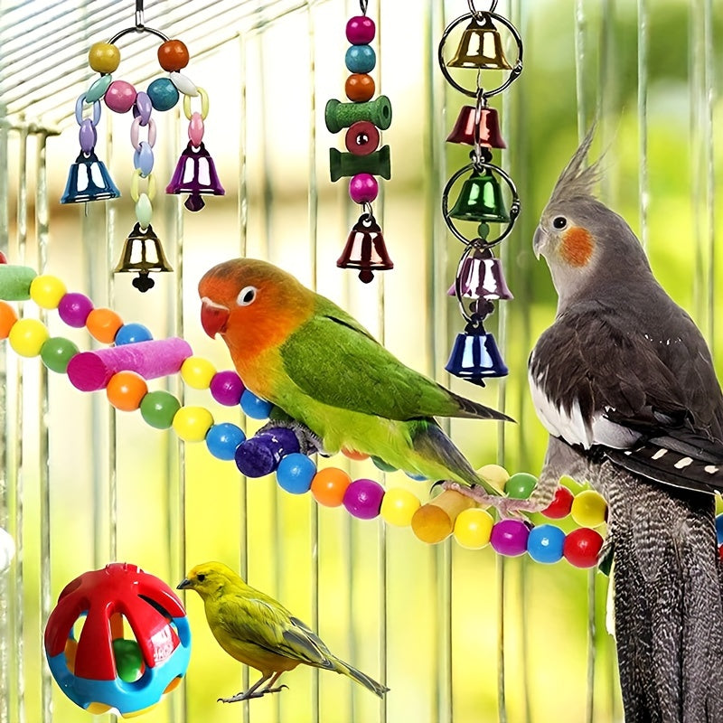 15pcs Bird Chewing Hanging Toys Multicolored Swing Perch Stand Parrot