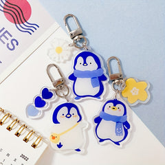 Cartoon Penguin Acrylic Keychain Double Sided Bag Pendant